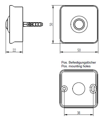 Klingeltaster eckig Piccolo Piazza sw V2A