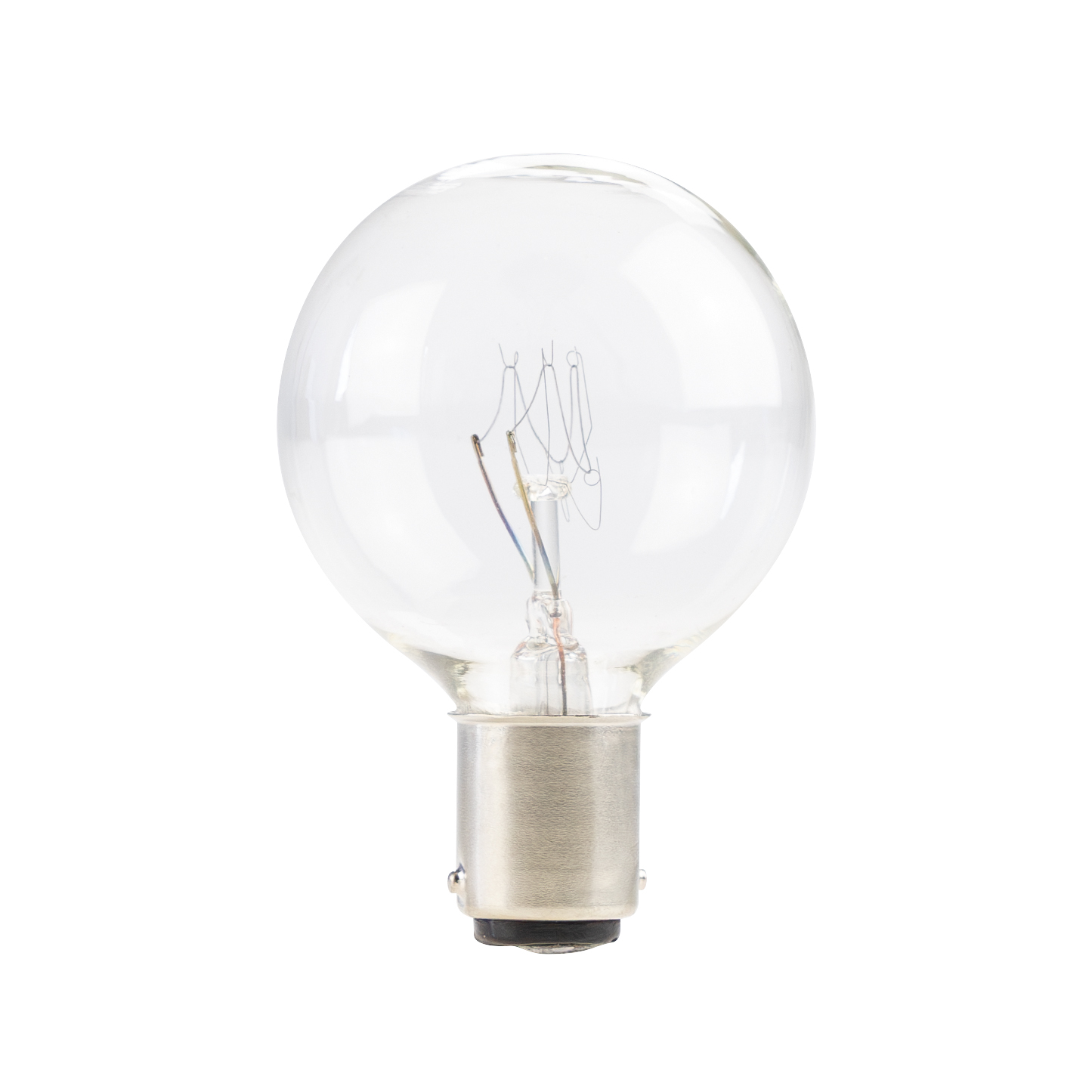 Glühlampe mit transparentem kugelförmigen Glasgehäuse