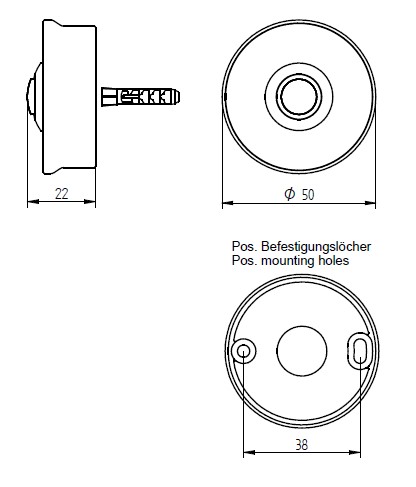 Klingeltaster rund Piccolo cerchio sw Messing