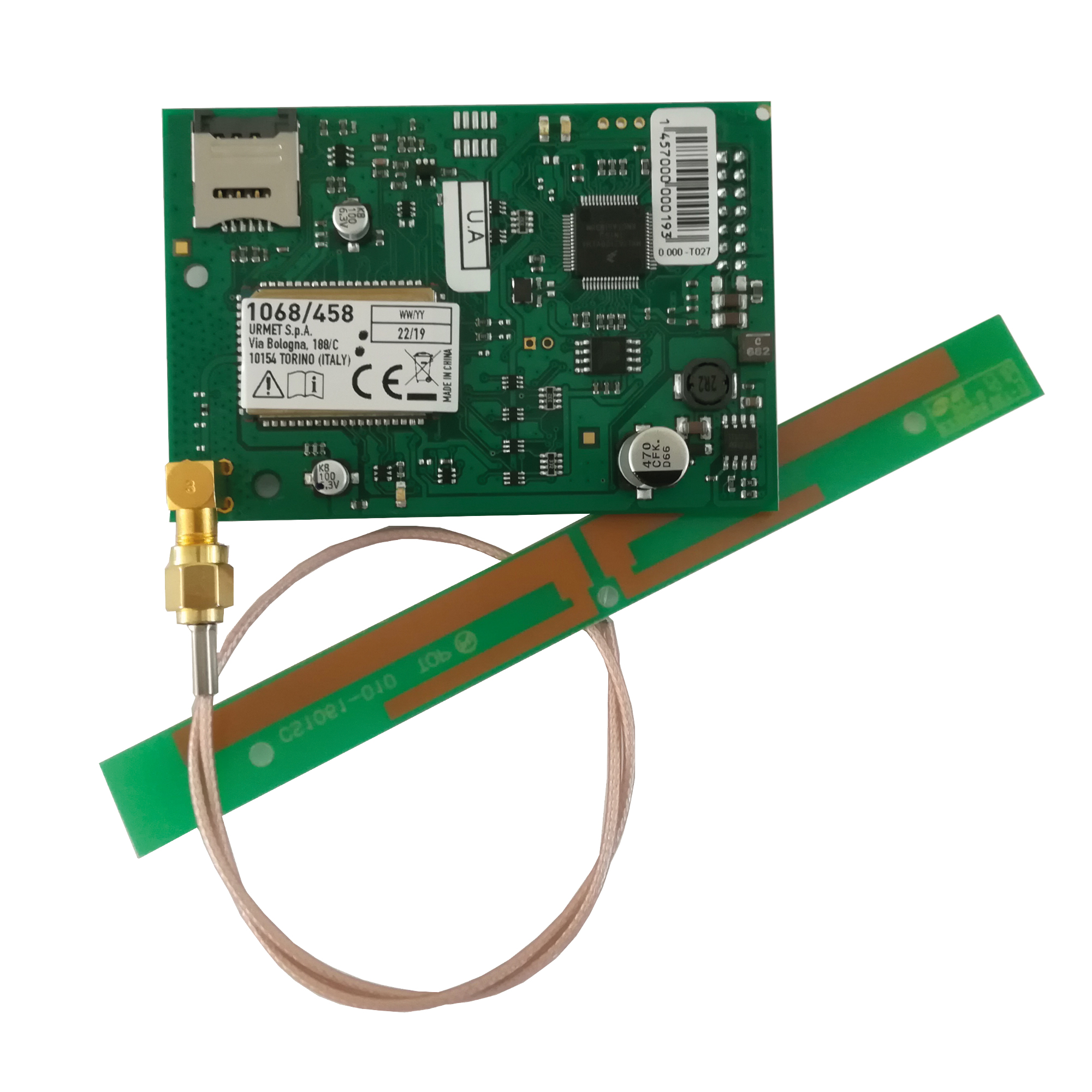 Grünes GPRS-Modul mit integrierter Antenne und SIM-Kartenslot