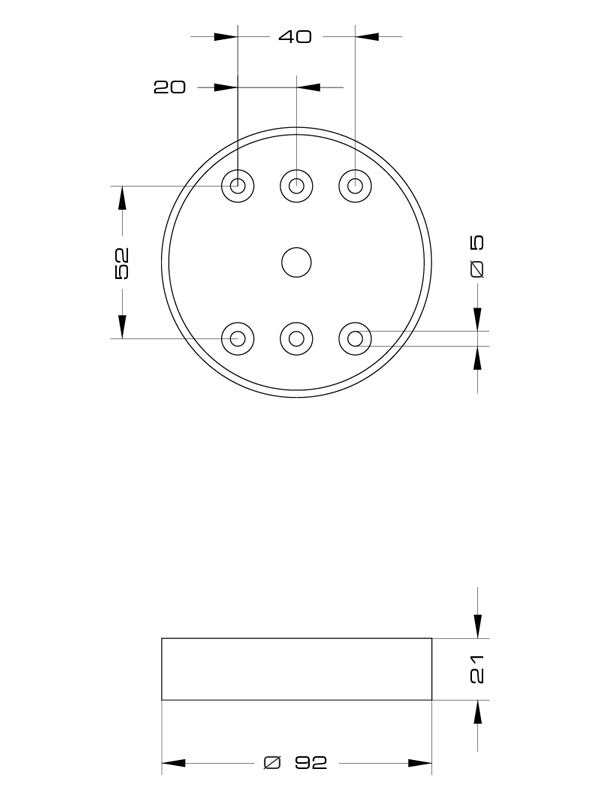 Rundes Basismodul mit flachem Gehäuse, integrierter Kabelklemme und Halteclips für Anschlussmontage